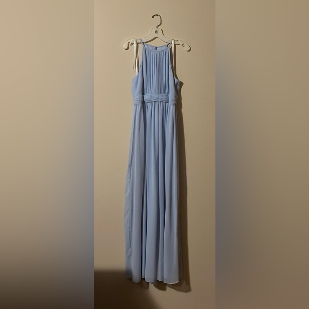 David's Bridal Light Blue Girls' Chiffon Halter Formal Dress